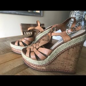 Steve Madden Cork Rope Wedge Platform Sandal 8